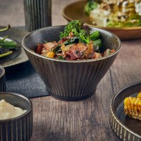 Cinder Black Terra Fluted Conical Bowl